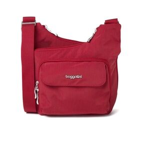 Baggallini Criss Cross Red Nylon Crossbody Travel Bag Lightweight Organizer EUC